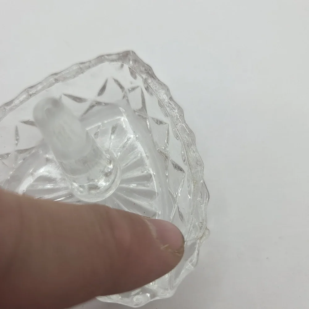 Vintage Clear Glass Heart Ring Holder Vanity Jewelry Dish - Small Crack
